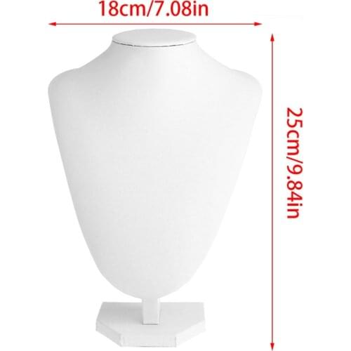 Faux Leather Mannequin Necklace Pendant Jewelry Bust Neck Display Stand Holder X7JB