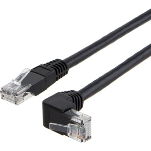 Angle CAT6 Ethernet Patch Cable(3.3 Feet), Downward Angled LAN Cable with 50U Gold Plated Contact, Black Color