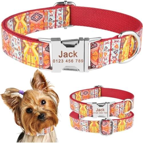 Personalized Dog Collar Free Engraved Pet Dogs Puppy ID Name Durable Nylon XS-L