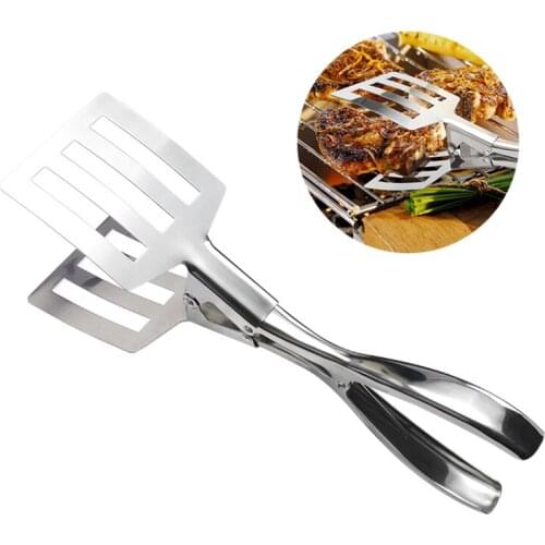 Food Tong Clip Meat Shovel Clamp Stainless Steel Outdoor Camping Roast Kitchenware Multi-function Steak Bread Tongs Chicken Tool