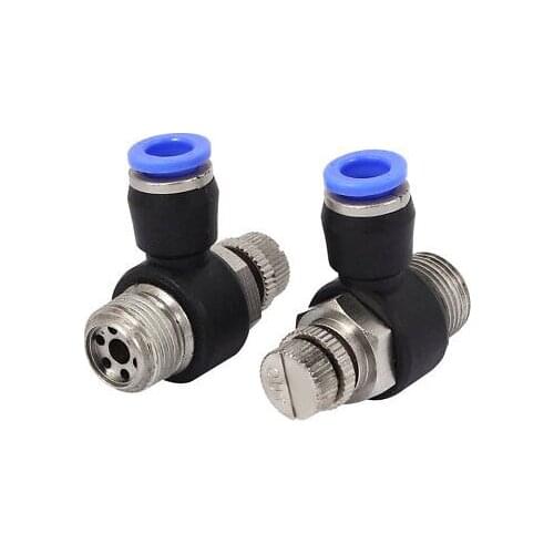 16mm Dia Pneumatic Pipe Tubing Connector Airflow Air Speed Control Valve 2pcs
