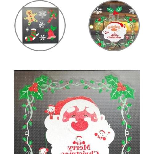 Useful Christmas Wreath Snowman Window Sticker Festival Supplies Christmas Party Stickers Fadeless for Gathering