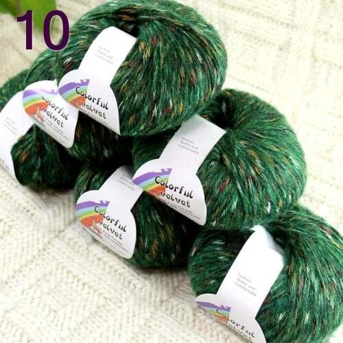 Sale of colorful 6ballsX50g thread camel hair color broken dyed line knitted scarf coat line mohair wool Colorful Emerald 10