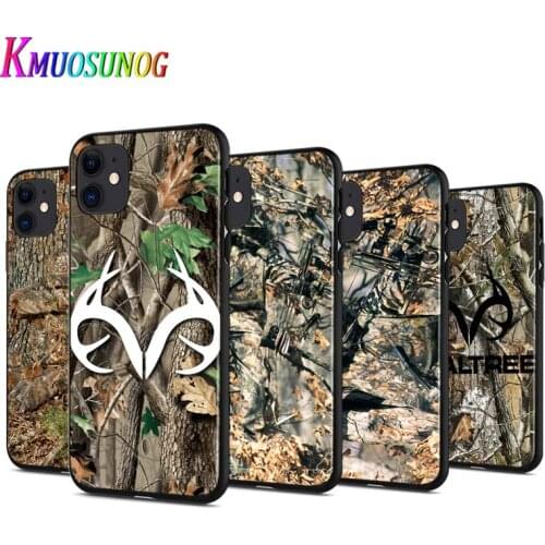 Real Tree camouflage For Apple iPhone 12 Pro Max Mini 11 Pro XS Max X XR 6S 6 7 8 Plus 5S Black Phone Cover
