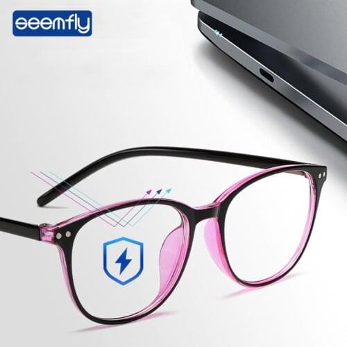 Seemfly Ultralight Anti-blue Light Myopia Glasses Women&Men Round Frame Nearsighted Prescription Glasses Diopter -1.0to-6.0
