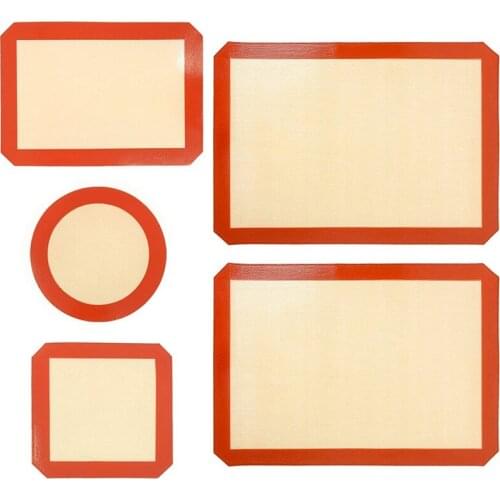 Silicone Baking Mats Set of 5 By AceProd Non Stick Reusable Baking Mats with Round and Square Silicone Cooking Mat
