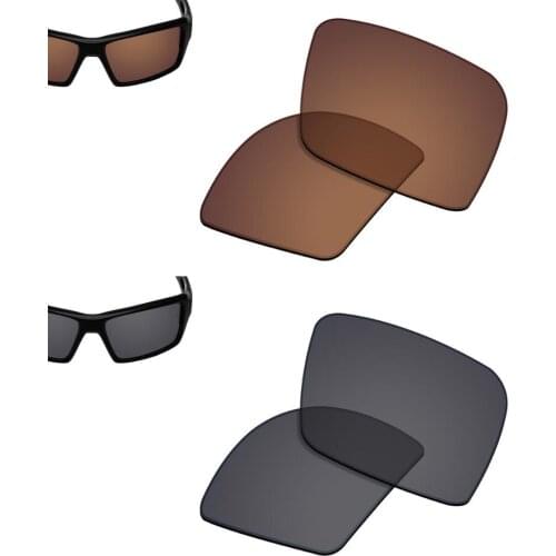 SmartVLT 2 Pairs Polarized Sunglasses Replacement Lenses for Oakley Eyepatch 2-Earth Brown and Solid Black