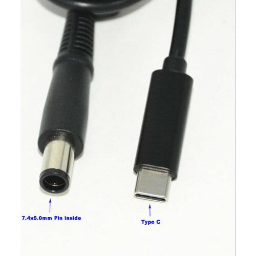 USB-C Type C to 7.4*5.0mm Round Tip DC PD Cable for Dell 65W or below laptops