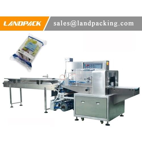 Grape With Tray Pillow Pouch Packing Machine Vegetable And Fruit Flow Wrap Machine