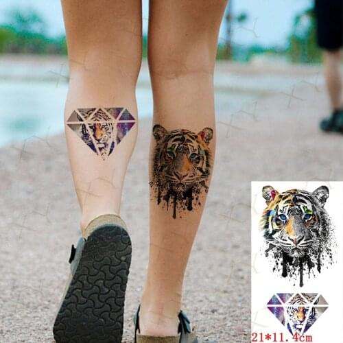 Waterproof Temporary Tattoo Sticker Geometry Tiger Lion Flash Tattoos Compass Net Red Cube Body Art Arm Fake Tatoo for Women Men