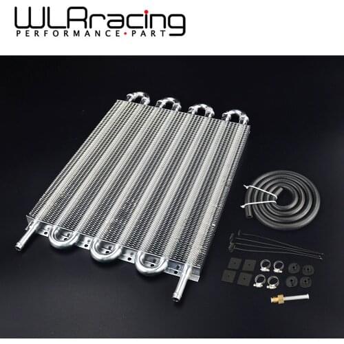 WLR RACING - UNIVERSAL 304.8X254X19.05 ALUMINUM REMOTE TRANSMISSION OIL COOLER KIT /AUTO-MANUAL RADIATOR CONVERTER WLR7431