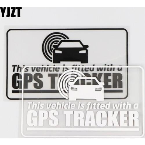 YJZT 15.5X8.9CM This Vehiclle Is Fitted With A GPS TRACKER Car Sticker Creative Cartoon Vinyl Decal Black/Silver 4C-0148