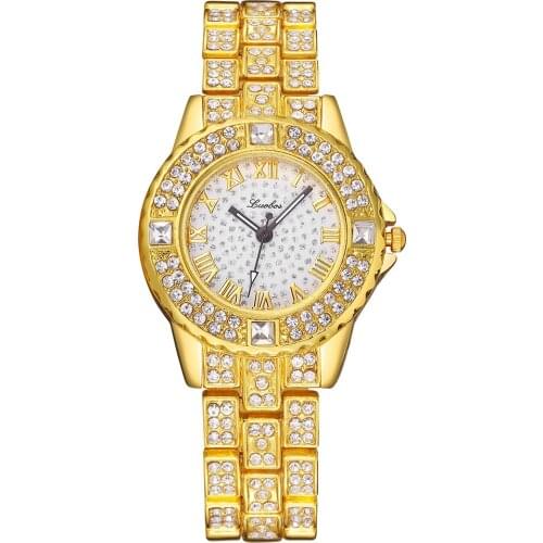 Women Elaborate Rhinestone Bracelet Watches Luxury Stainless Steel Waterproof Quartz Dress Wrist Watches Relogio Feminino