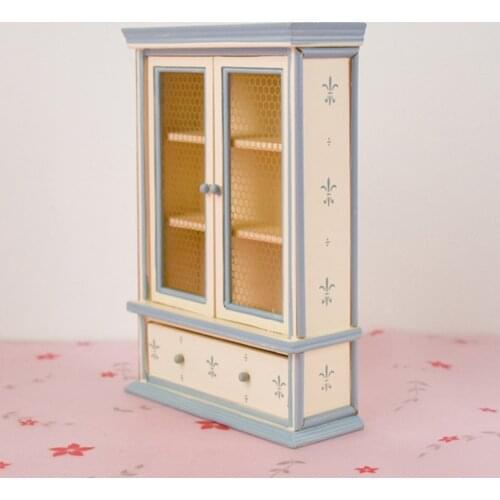 1:12 Dolls House Miniature Furniture Wood Cabinet Bookcase with Drawer Decor
