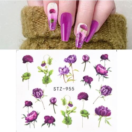 1 Pcs Coloful Flower Leaf Full Stickers on Nails Decoration Tattoo Water Decals Nail Sticker UV Gel Slider Manicure Wraps