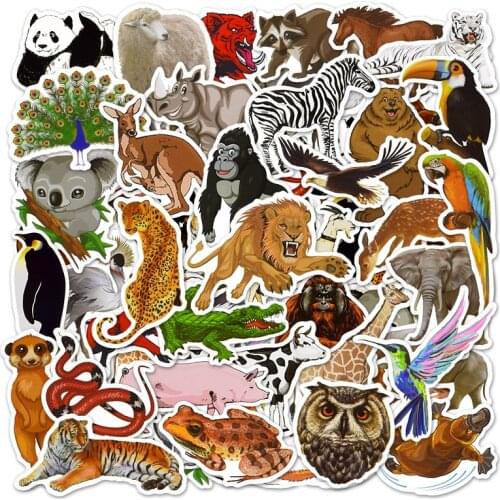 10/30/50PCS Kawaii Zoo Animals Cartoon Stickers Vinyl DIY Scrapbooking Phone Luggage Suitcase Guitar Decal Sticker For Children