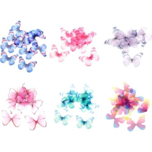 10pcs Chiffon Butterfly Flatback Charms Embellishments DIY Craft Accessories