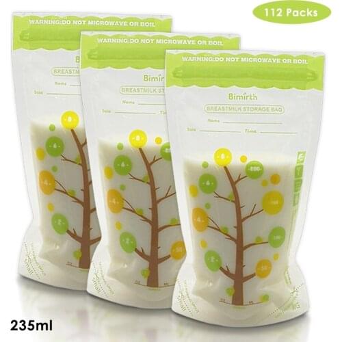 112pcs/lot 235ml Breast Milk Storage Bags 8oz Measurements Mother Milk Freezer Warmer Bags Baby Food Container Leak-Proof Carry