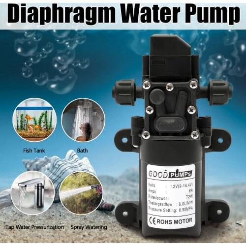 12V 6A 72W 130PSI 6L Water Pump/Stable High Pressure Diaphragm Water Pump Pressure Protection Water Sprayer for Caravan Boat