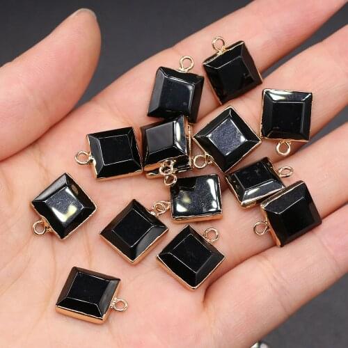 2Pcs Square Black Pendant Charms For DIY Necklace Handiwork Sewing Craft Jewelry Accessory Making