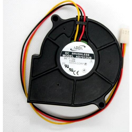ADDA AD7512UB DC 12V 0.52A 6.24W 7530 3 LInes Turbo Blower Cooling Fan