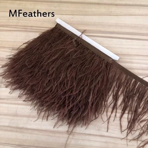 5-10Meters Brown Colour Dyed Natural Ostrich feather trims 8-10cm 10-15cm width DIY feather lace Belts wedding decorations craft
