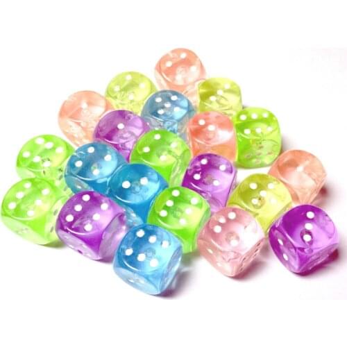 6 pcs 19mm Transparent Dice with "HOLE" Home Game Gift Toy Birthday Party Favors Pinata Bag Filler Loot Gag Cup Cake Decoration