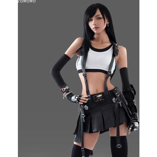 Anime! Final Fantasy 7 Remake Tifa Lockhart Game Suit Lovely Uniform Cosplay Costume Halloween Party Role Play Clothing NEW