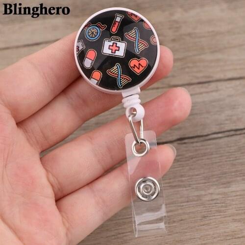 CB693 New Design Cartoon Pattern Retractable Nurse Badge Reel Holder Doctor Student ID Card Holder Exhibition Holder
