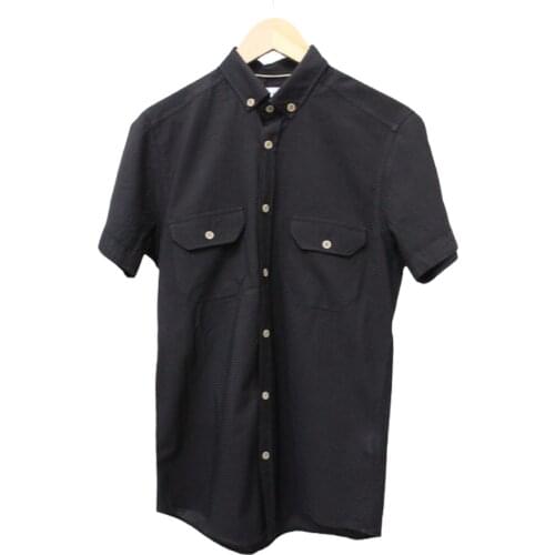 Seersucker Fabric short-Sleeve Shirt Black