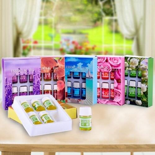 Pure Essential Oils 3ML 6pcs Gift Set Humidifier Aromatherapy Eucalyptus Peppermint Lemongrass Orange Tea Tree Oil