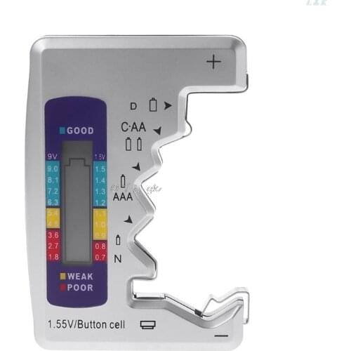 Digital Battery Tester Battery Capacity Detector For C/D/N/AA/AAA/9V 6F22 Batteries /1.55V button cell