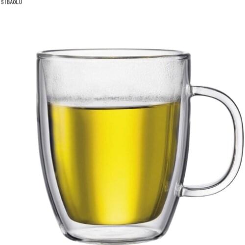 Double-layer Glass Large-capacity Mug 475ml Coffee Cup Handmade Insulated Glass