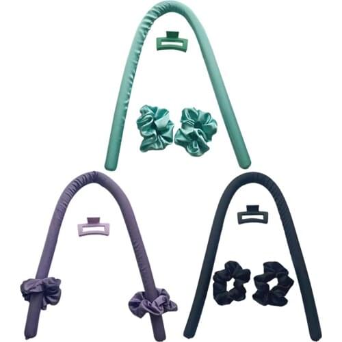 Heatless Ribbon Hair Rollers Rod Hair Ropes Claw 3pcs Set Non-perm Sleeping Curling Rod Headband DIY Hair Styling Tool