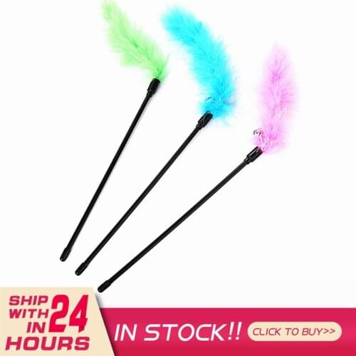 Cat Toy 1pc Funny Turkey Feathers Tease Cat Stick Cat Toy Cat Feather Wand Pet Interactive Supplies Cat Favor Random Color