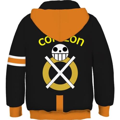 New Anime ONE PIECE Trafalgar Law Cosplay Costumes Jacket Trafalgar D Water Law Sweatshirt Kids Child Hooded Hoodies Pullover