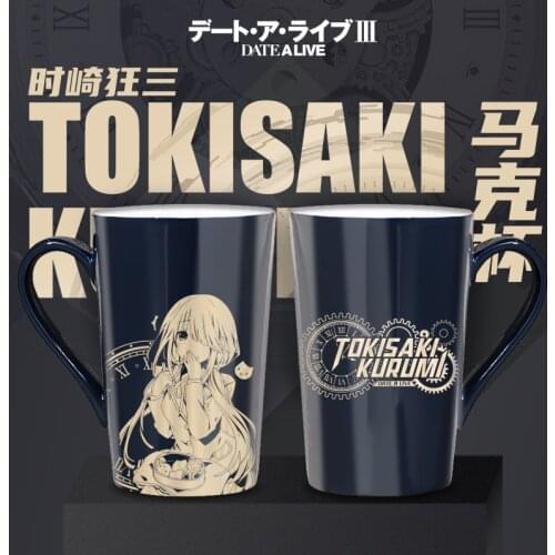Anime DATE A LIVE Tokisaki Kurumi Nightmare Ceramic Mug Cup Coffee Water Cup Fashion Drinking Cup With Cover Spoon Cosplay