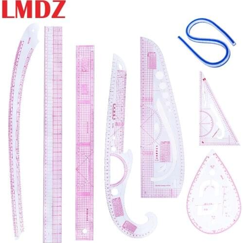 LMDZ 8Pcs Cutting ruler Set Sewing Feet Tailor-foot Put Yardstick Sleeve Arm French Curve Cut Cutting Knife Ruler Sewing Rulers