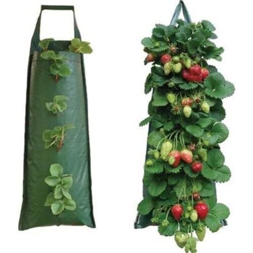 2PCS Strawberry Planting Bags Garden Plant Growing Bags Hanging Planter For Vegetables Herbs Flowers Garden Pots Planters