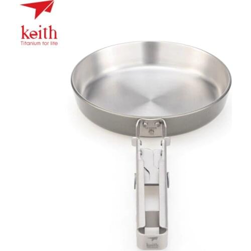 Keith 140ml Titanium Mini Egg Frying Pan Portable With Folding Handle Cookware Hiking Camping Picnic Tableware Ti6032