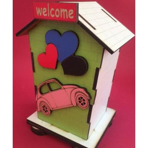 HLO 2021 New Welcome Home Decorative Wooden Piggy Bank Money Saving Stylish Design MDF Healthy Affordable Gift for Kids Cute Box