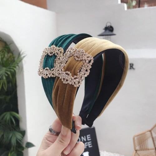 Vintage Bohemian Velvet Headband With Metal Rhinestone Hairband Hair Accessories