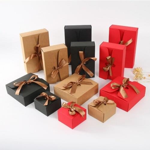 Kraft Gift Cake boxes with ribbon,wedding favor boxes,baby shower favor boxes,party gift boxes 10pcs/lot