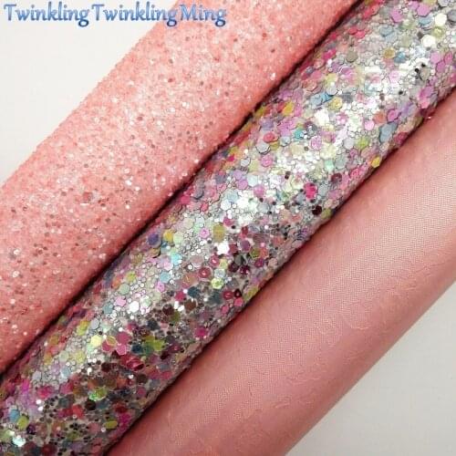 PINK Glitter Fabric, pink Faux Fabric Sheets For Bow A4 21x29CM Twinkling Ming XM014A