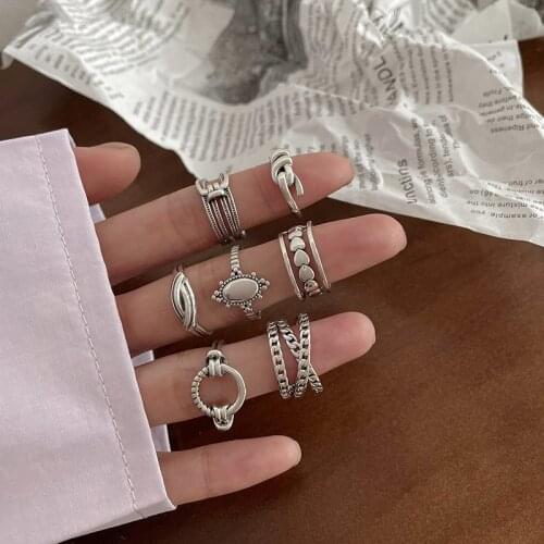 Silvology 925 Sterling Silver 7 Style Tie A Knot Chain Heart Rings for Women Retro Minimalist Korea Rings Statement Jewelry 2021