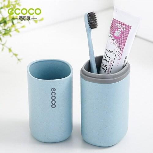 Ecoco Travel Toothbrush Cup, Portable Wheat Straw Material Toothbrush Holder for Travel Environmental Wash Cup Set Mouth Cup