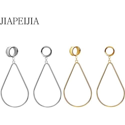 Dangle Water Drop Pendant Ear Gauge and Tunnels Plug for Ear Ear Stretcher Expander Body Piercing Jewelry