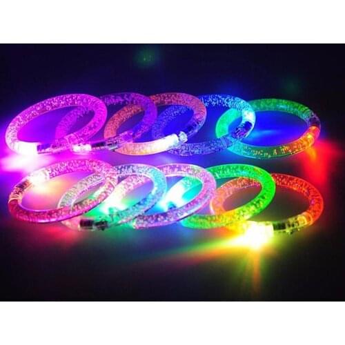 1Pc Acrylic Bubble LED Flashing Bracelet Bangle Luminous Wristband Party Favors Festive Party Supplies