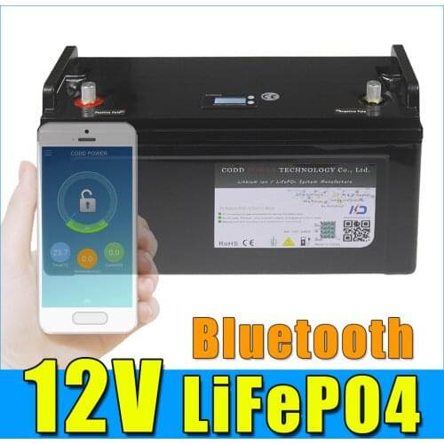 12V 200AH LiFePO4 Battery 14.6V Bluetooth BMS IP68 Waterproof For RV inverter storage Solar