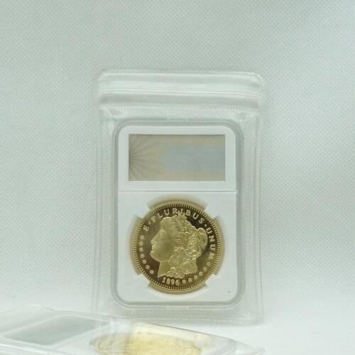 1896 Plated 1OZ gold metal coin American Dollar Mogan Eagle Bouvenir Bullion Coins Bar with PCCB Case